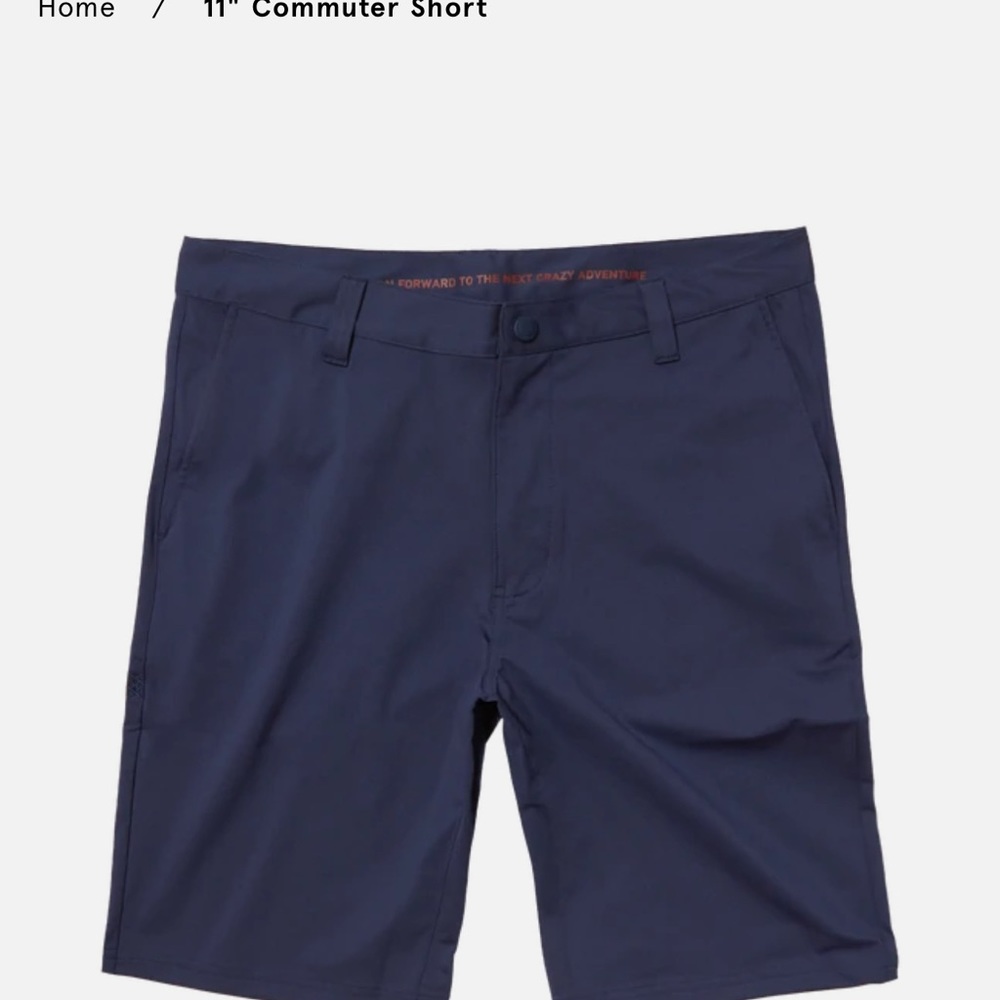 Rhone blue commuter shorts, 11" Inseam, 36" waist